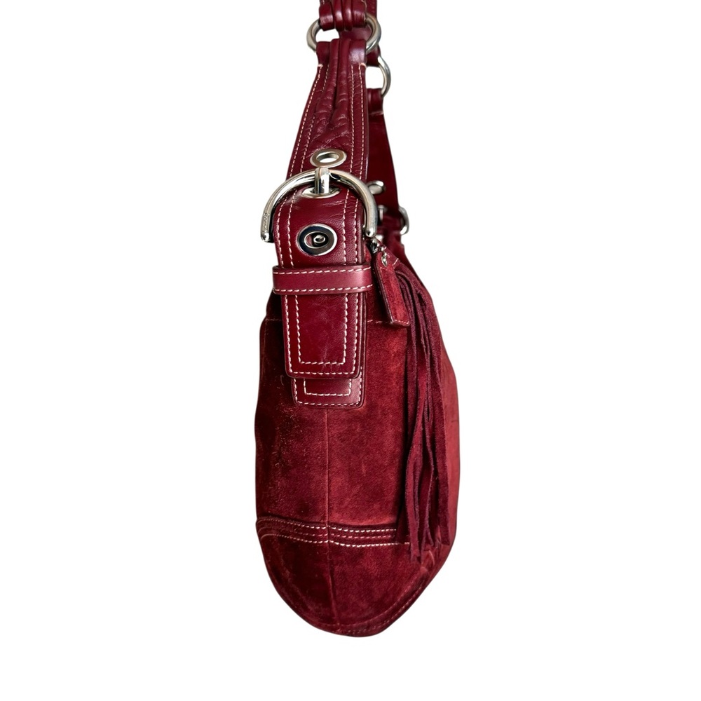 Vintage Coach Soho Red Suede Hobo Shoulder Bag - Picture 8 of 15